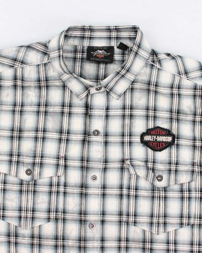 Men's Blue checked Harley Davidson Button Up Shirt - XL