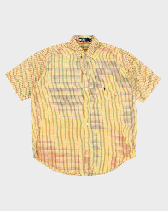 Vintage Men's Yellow checked Ralph Lauren Button Up Shirt - L