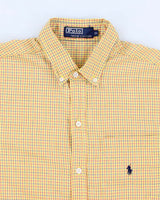 Vintage Men's Yellow checked Ralph Lauren Button Up Shirt - L