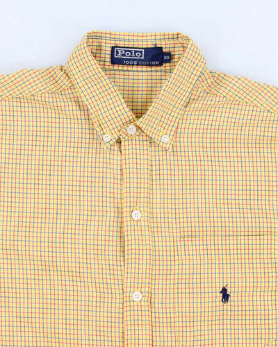 Vintage Men's Yellow checked Ralph Lauren Button Up Shirt - L