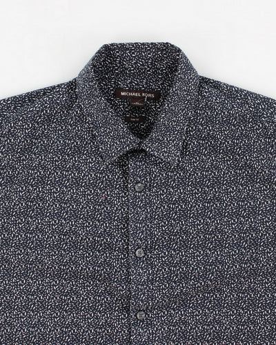 Vintage Men's Blue Patterned Michael Kors Button Up Shirt - XL