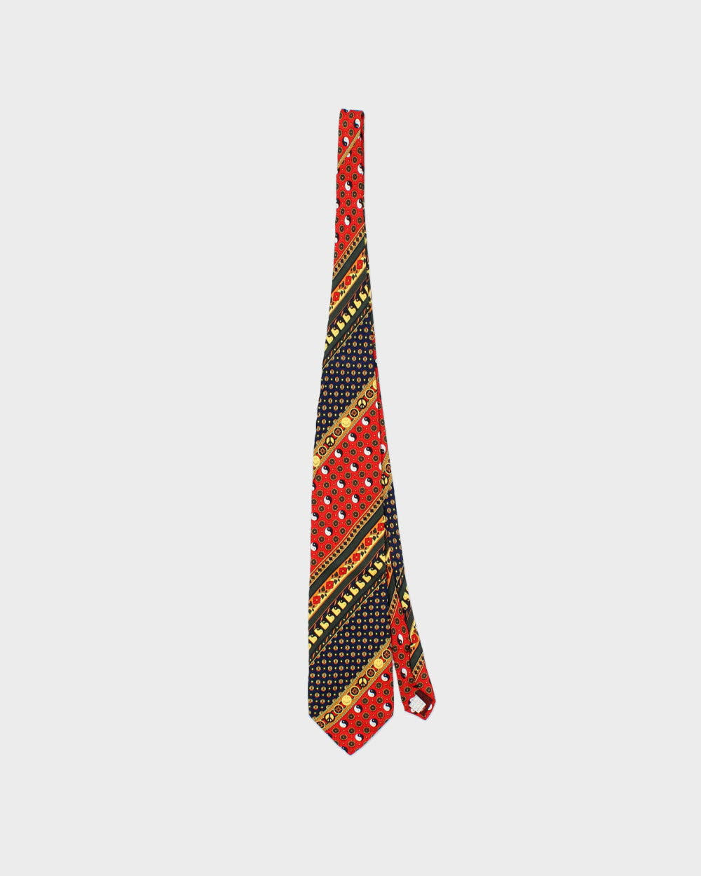 Vintage 1990s Moschino Paisley Pattern Yin-yang Smiley Face Silk Tie