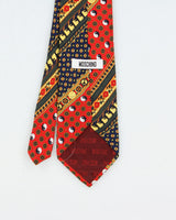 Vintage 1990s Moschino Paisley Pattern Yin-yang Smiley Face Silk Tie
