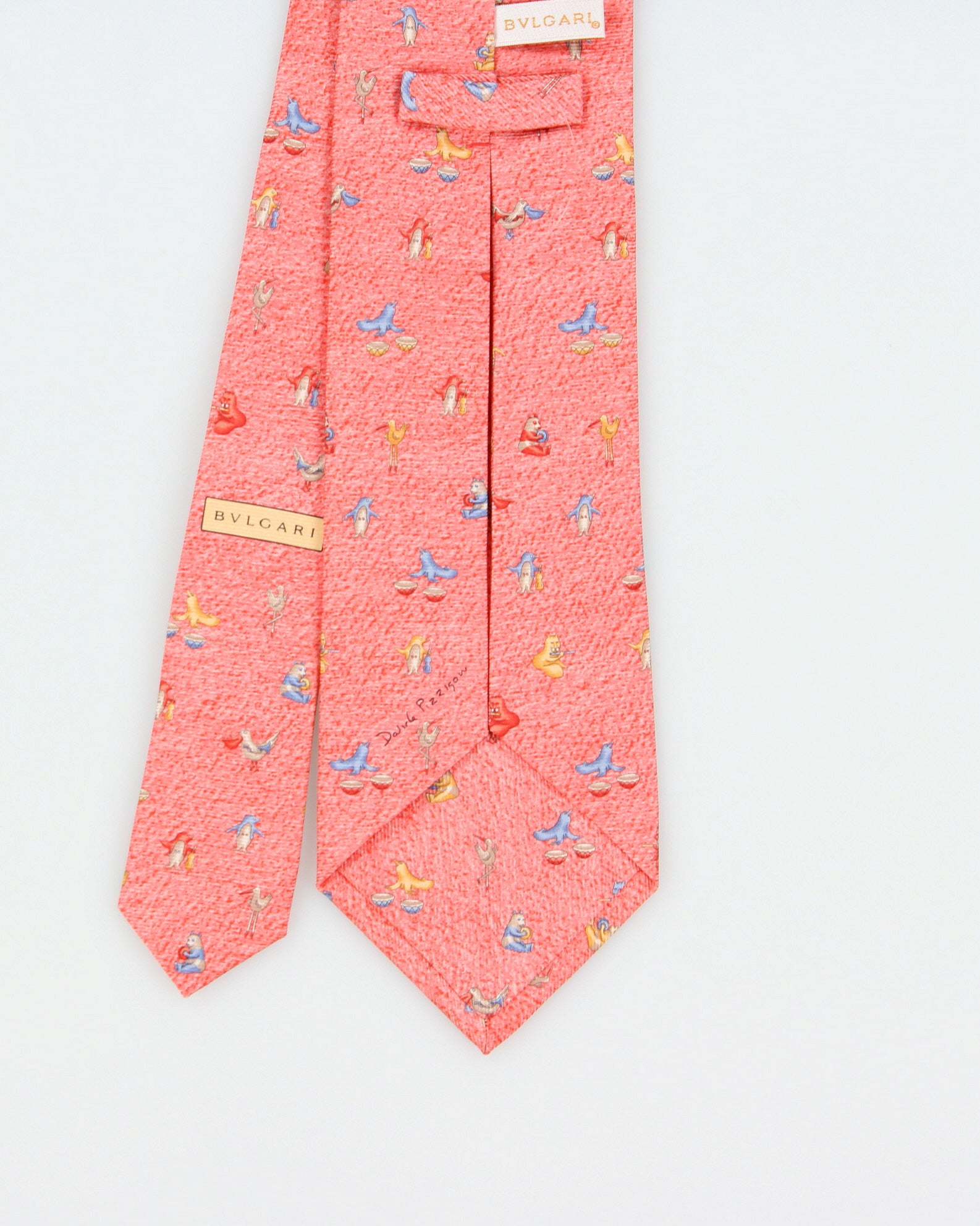 Bvlgari David Pizzigoni Penguin &amp; Seal Motif Silk Tie