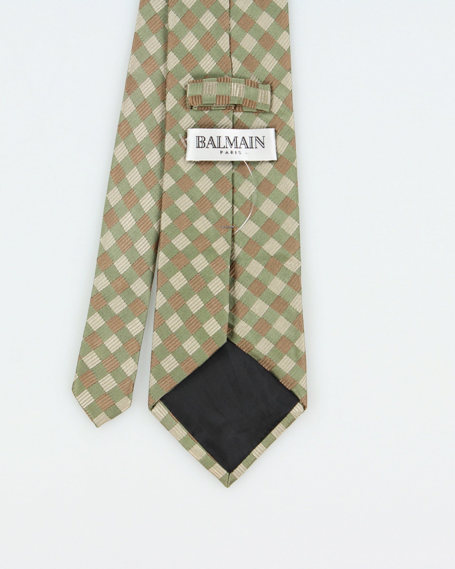 Vintage 2010s Balmain Checkerboard Silk Tie
