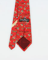 Vintage 1990s Salvatore Ferragamo Patterned Silk Tie