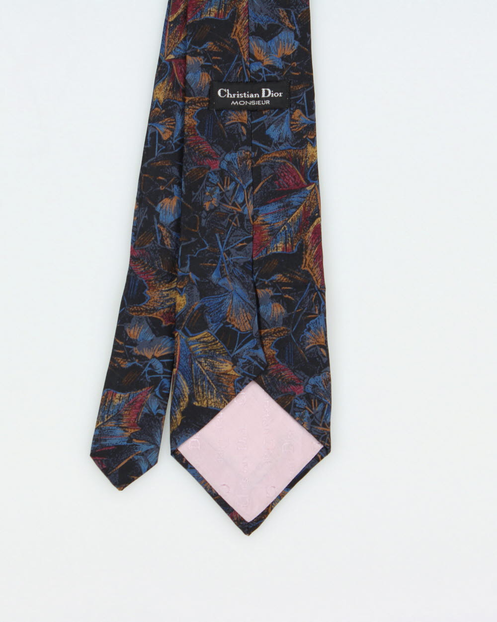 Vintage 1990s Christian Dior Abstract Leaf Pattern Silk Tie