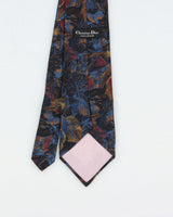 Vintage 1990s Christian Dior Abstract Leaf Pattern Silk Tie