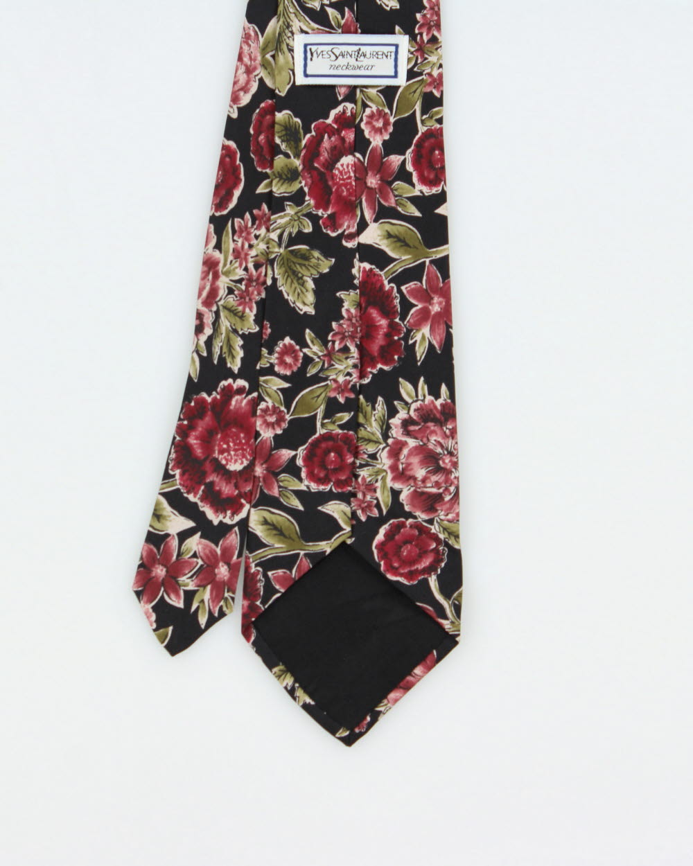 Vintage 1980s Yves Saint Laurent Floral Silk Tie