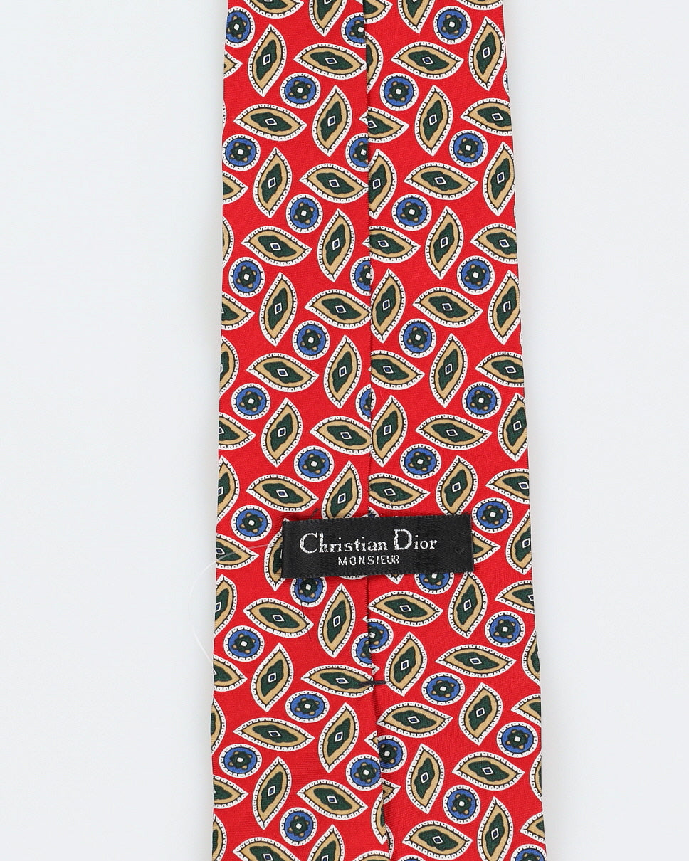 Vintage Men's Red Paisley Christian Dior Tie