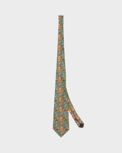 Men's Green Patterned SilK Fendi Ties