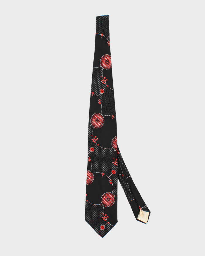 Vintage Men's YSL Red And Black Patterned Tie