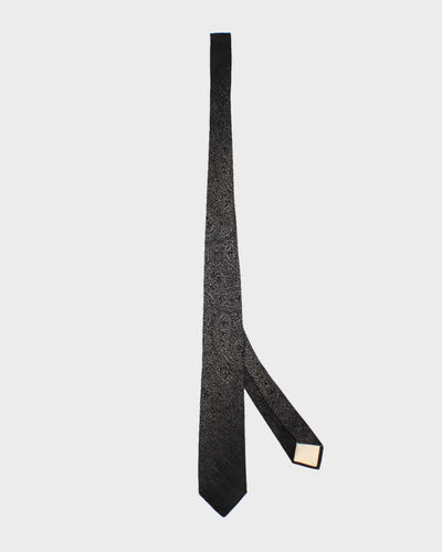 Vintage Men's YSL Black Sparkly Patterned Tie