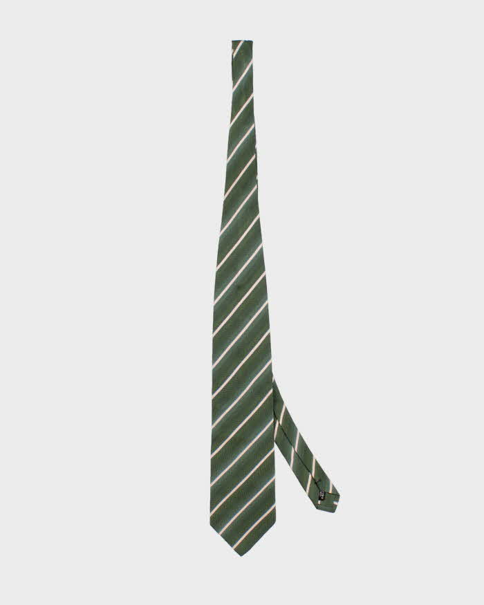 Vintage Pierre Cardin Green Stripped Silk Tie