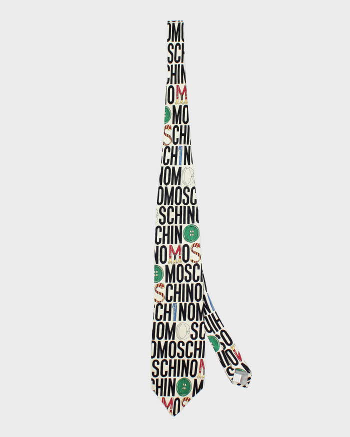 Vintage 90's Moschino All Over Print Spell Out Tie