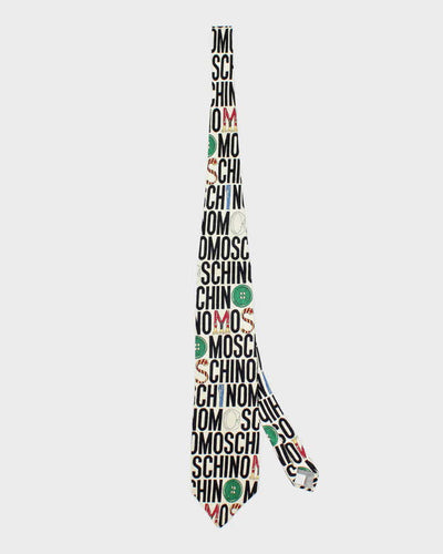 Vintage 90's Moschino All Over Print Spell Out Tie