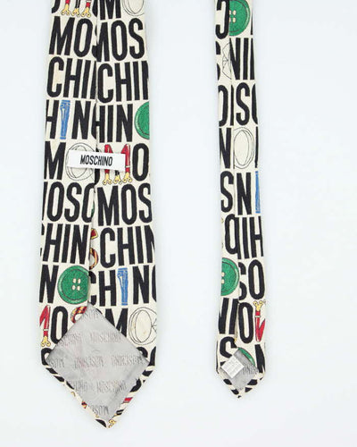 Vintage 90's Moschino All Over Print Spell Out Tie
