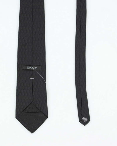 Vintage 90's DKNY Black Patterned Silk Tie
