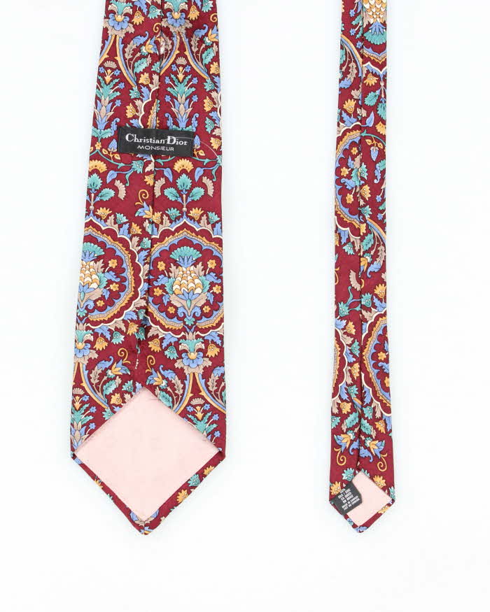 Vintage 90's Christian Dior Floral Pattern Silk Tie