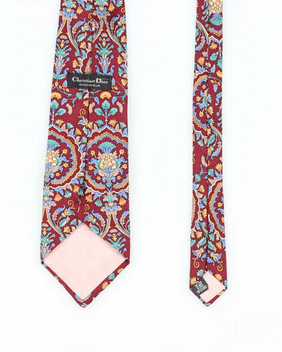 Vintage 90's Christian Dior Floral Pattern Silk Tie