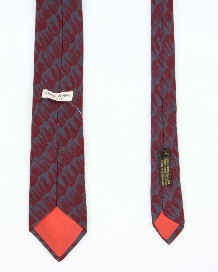 Vintage 90's Giorgio Armani Red Lightweight Patterned Silk Tie