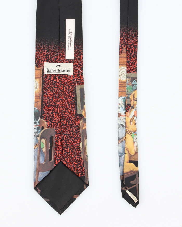 Vintage 90's Dogs Playing Poker Graphic Print Tie