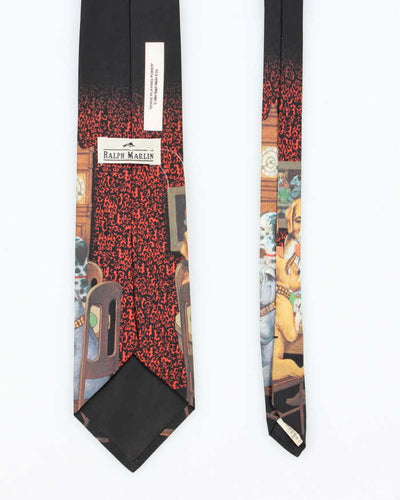 Vintage 90's Dogs Playing Poker Graphic Print Tie