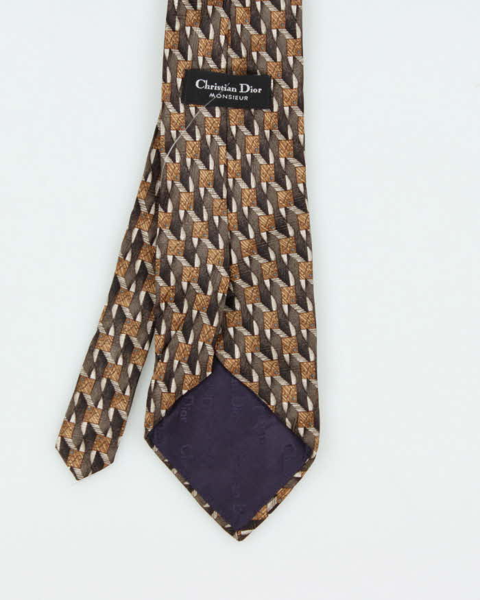 Vintage Christian Dior Geometric Pattern Silk Tie