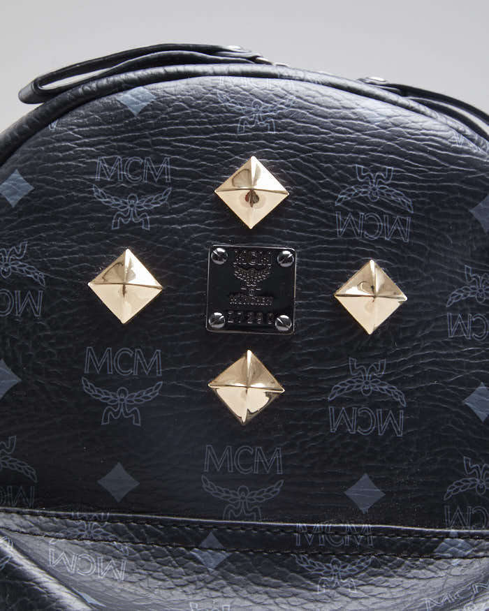 Unisex MCM Black Studded Back Pack