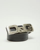 Dolce &amp; Gabbana Silver Buckle Black Leather Belt - W36