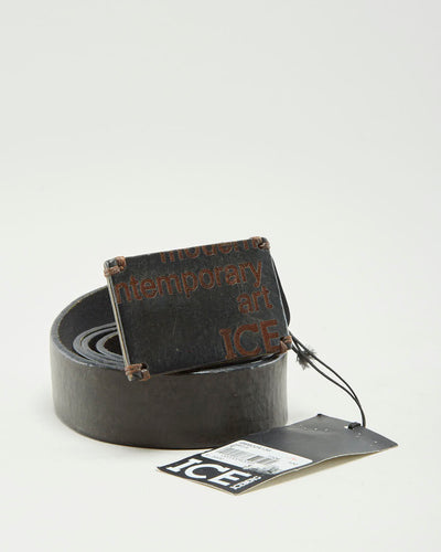 Y2K 00s Iceberg Black Leather Belt - W40