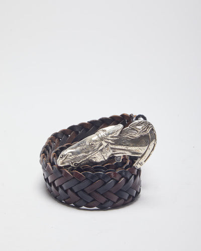 Vintage Brighton Leather Braided Western Belt - One Size
