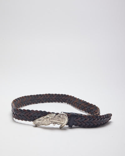 Vintage Brighton Leather Braided Western Belt - One Size
