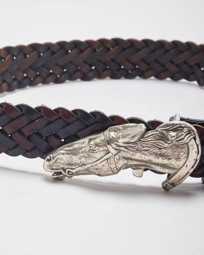 Vintage Brighton Leather Braided Western Belt - One Size
