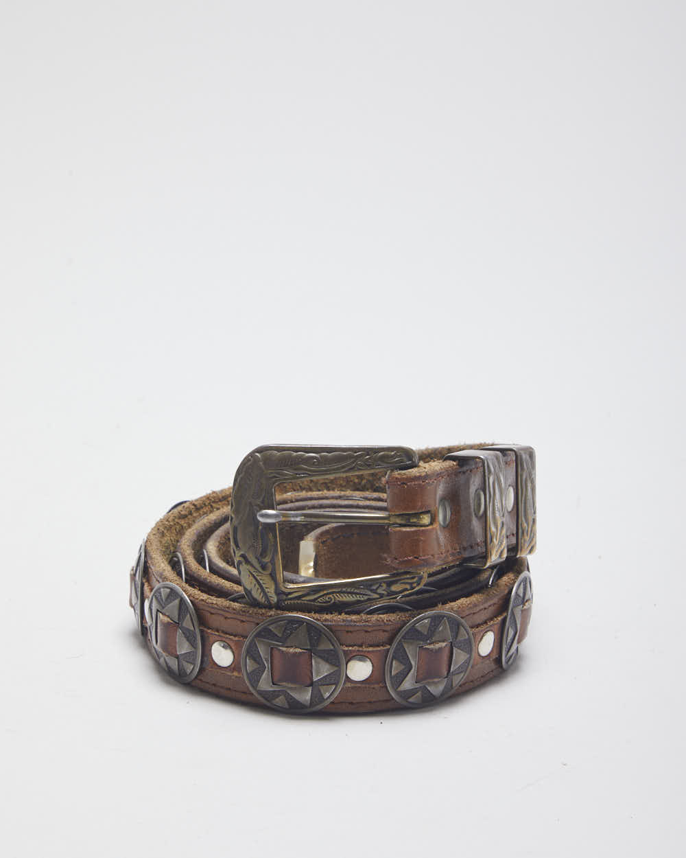 Vintage Leather Skinny Western Belt - W33-W39