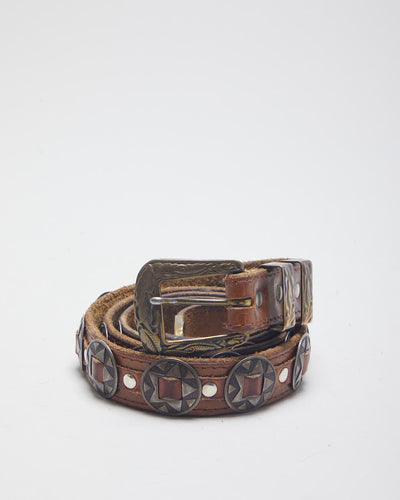 Vintage Leather Skinny Western Belt - W33-W39