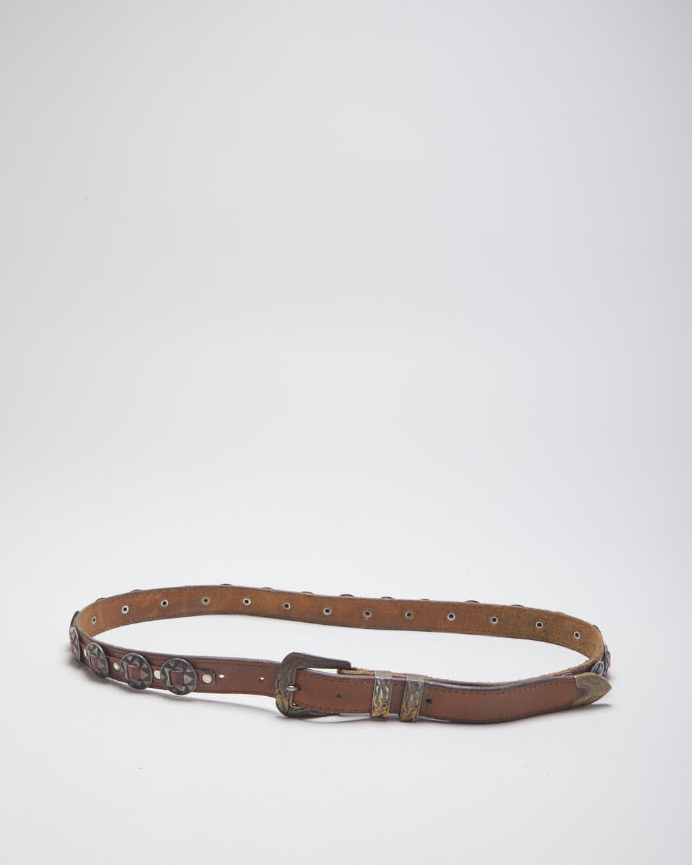 Vintage Leather Skinny Western Belt - W33-W39