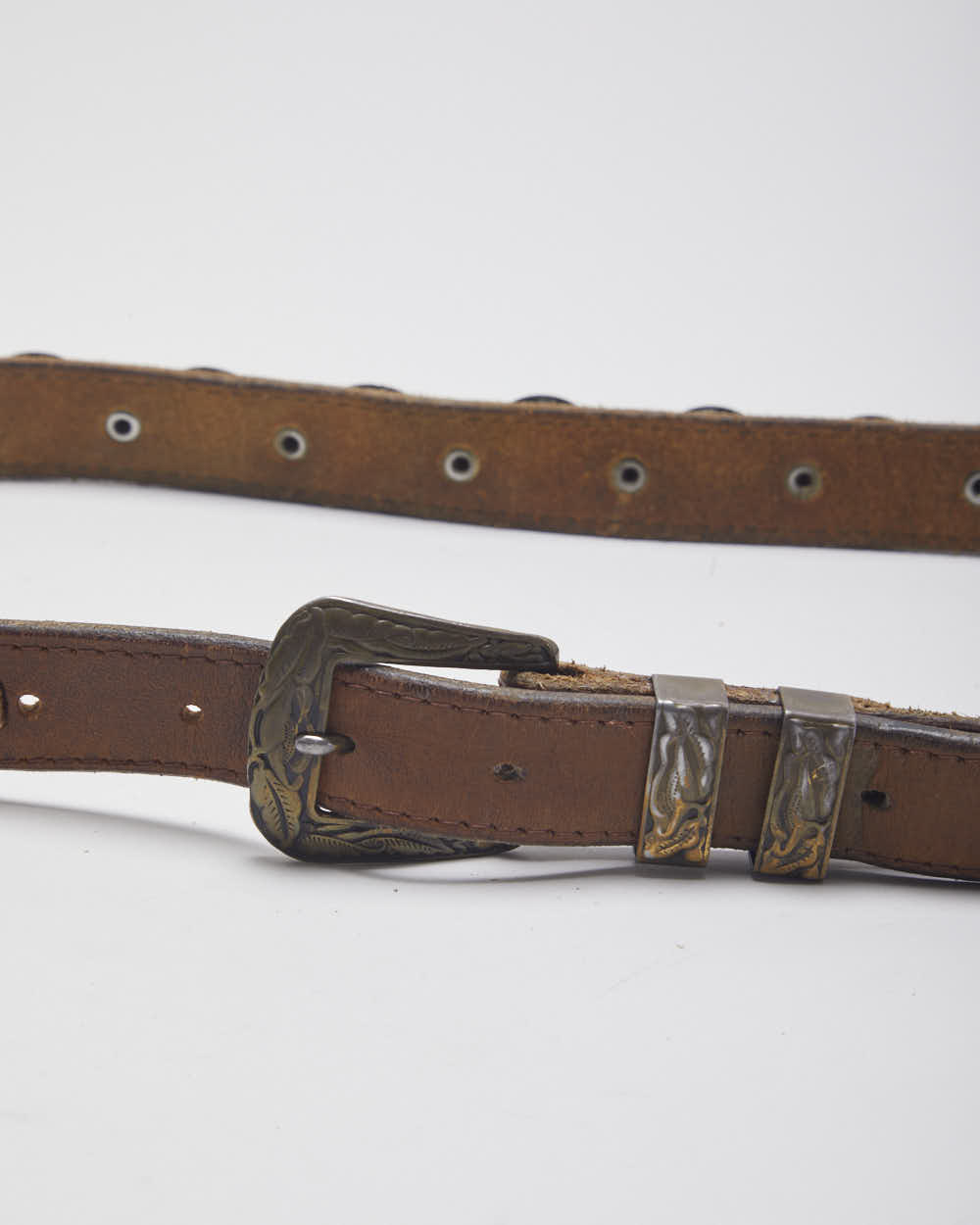 Vintage Leather Skinny Western Belt - W33-W39