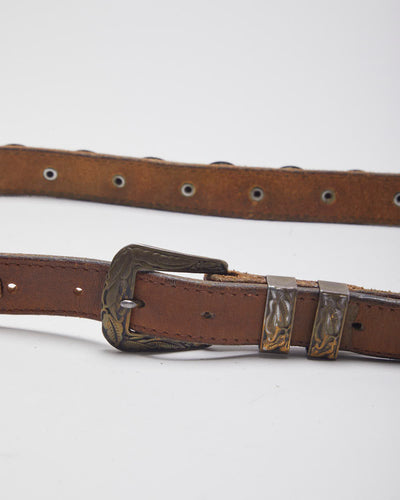 Vintage Leather Skinny Western Belt - W33-W39