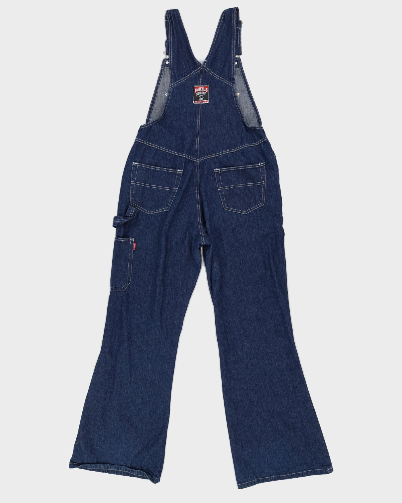 Vintage 90s Classic Utility Stone Dark Wash Denim Dungarees - L