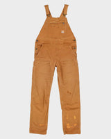 Mens Beige Carhartt Long Work Dungarees - S