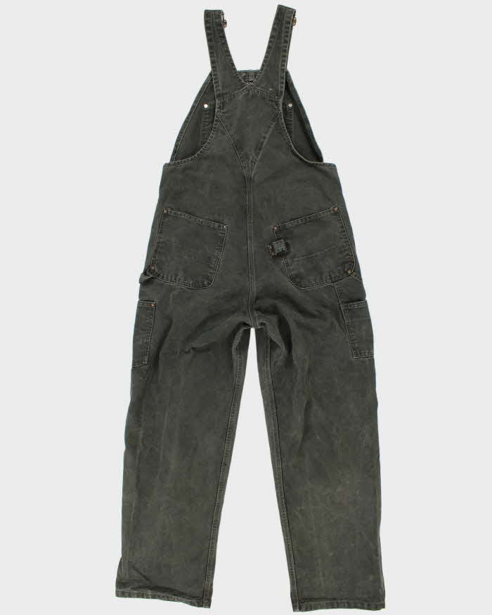 00s Carhartt Green Double Knee Workwear Dungarees - W36 L32