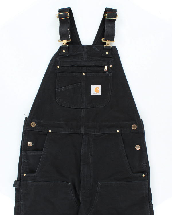 00s Carhartt Black Workwear Double Knee Dungarees - W36 L29