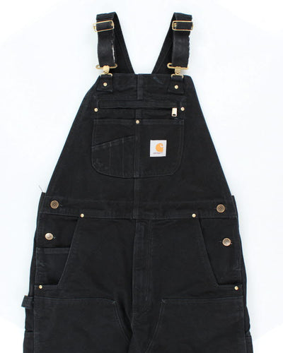 00s Carhartt Black Workwear Double Knee Dungarees - W36 L29
