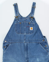 Vintage 90's Carhartt Workwear Light Wash Denim Dungarees - W46 L27