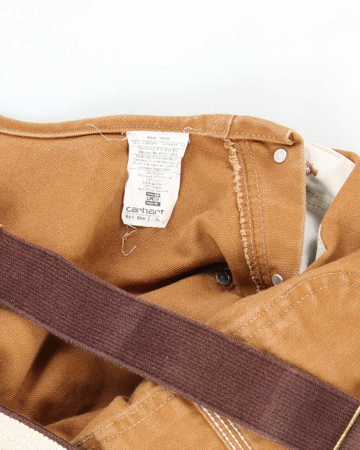 Vintage Carhartt Heavyweight Brown Workwear Dungarees - W36 L27