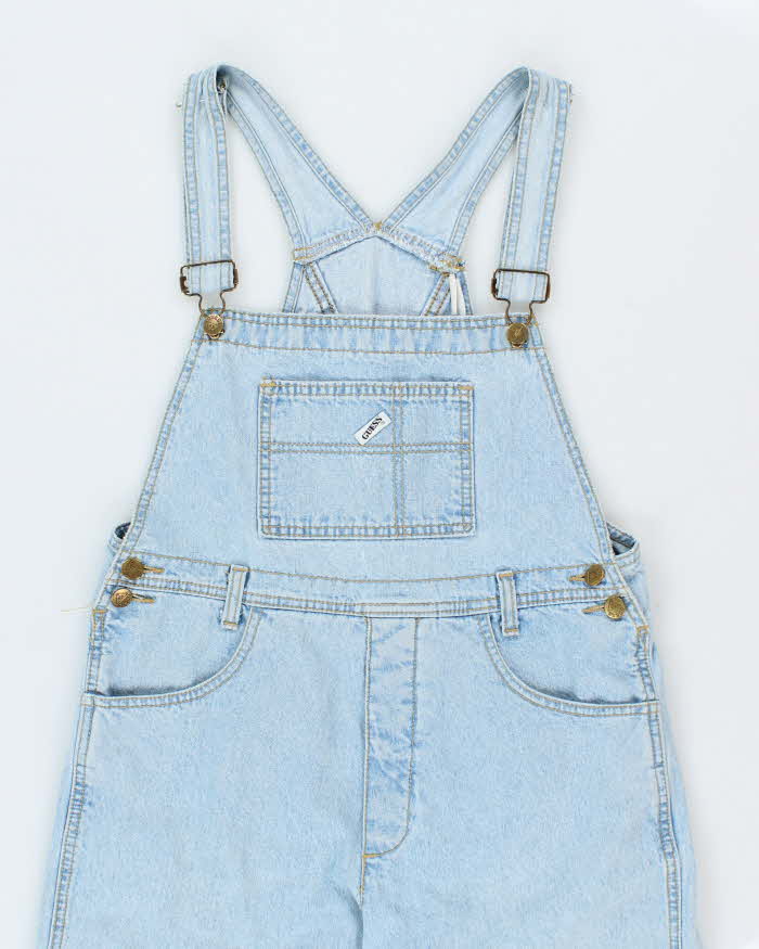 Vintage 90's Guess Light Wash Long Denim Dungarees - W32 L30