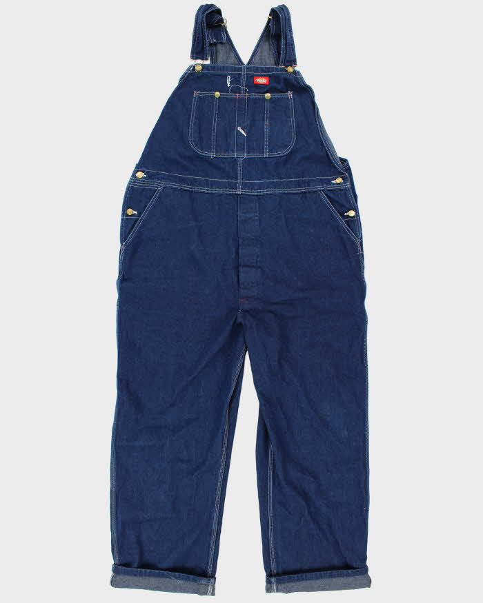 Vintage 90's Dickies Heavyweight Indigo Dark Wash Long Dungarees - W44 L29