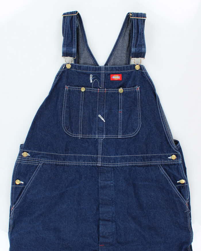Vintage 90's Dickies Heavyweight Indigo Dark Wash Long Dungarees - W44 L29