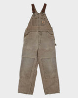 Vintage 1999 Carhartt R06 BRN Union Made In USA Heavyweight Firm Duck Bib Loose Fit Dungarees - M